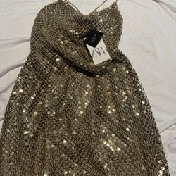 Women’s Gold Dress With X Back 