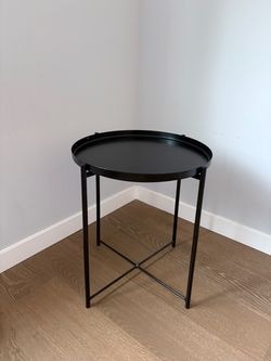 Black Round Metal Tray Side Table