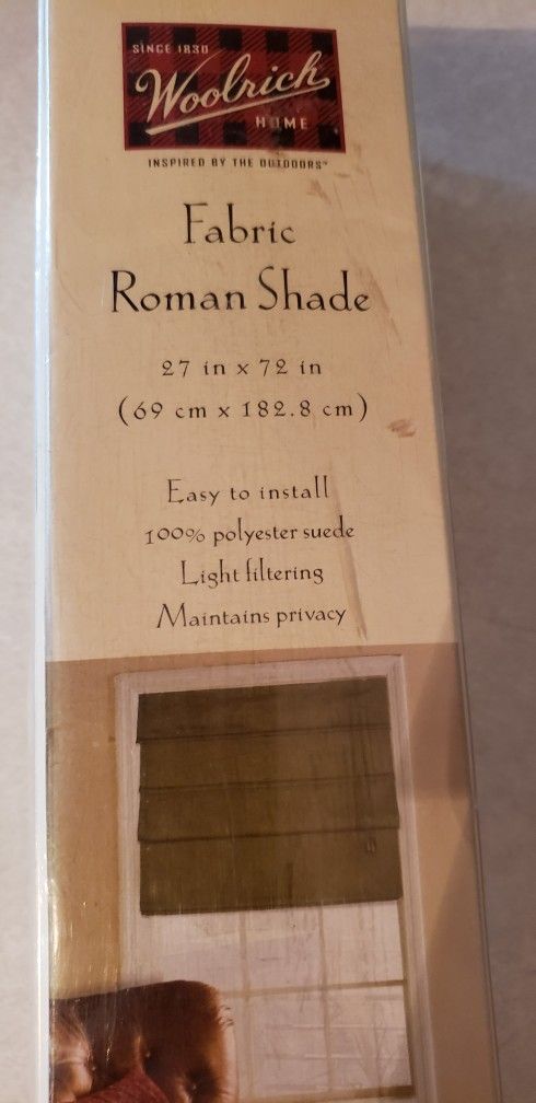 Moss Green Fabric Roman Shade 27x72