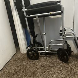 Wheelchair- 18” Seat Width Lightweight Transport Wheelchair With Lap Belt + Footrests 