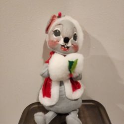 VINTAGE 1(contact info removed) Annalee Mrs Santa Claus Grey Mouse Christmas Muff 13" Tall USA