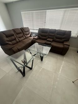 Electric reclining sofa and love seat