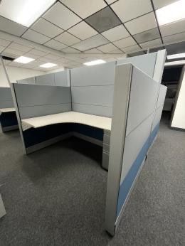 6x4 Hi/Lo Silver and Navy Ethospace Cubicles