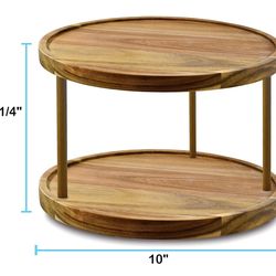 10" Two-Tier Acacia Wood Lazy Susan Organizer