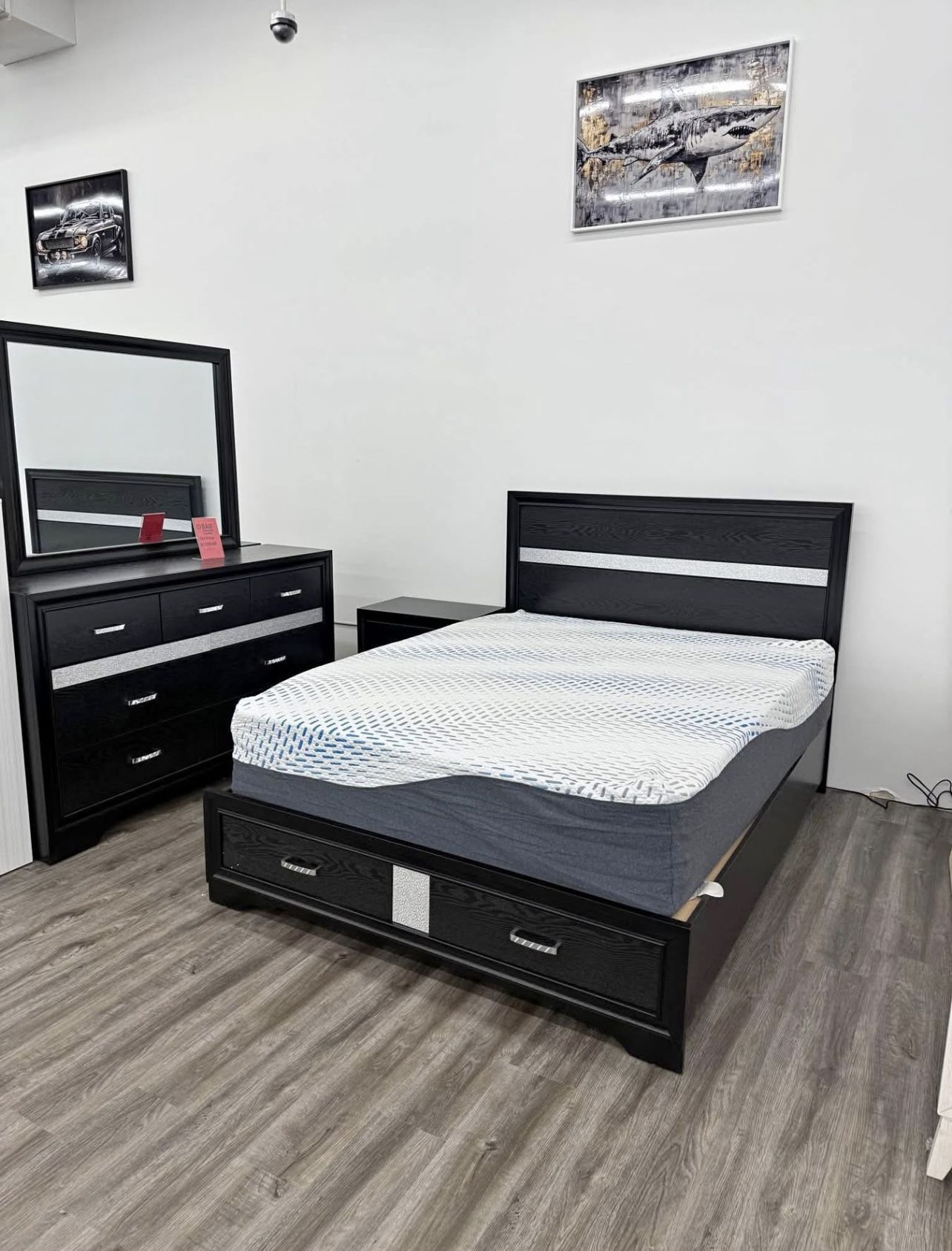 et a Full or Queen Size Bed With Storage, Dresser & Mirror and Night Stand  — all for just $988!