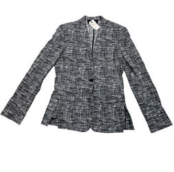 Damir Doma Jaus Classic Jacket Belt Women 40 Black White Plaid Tweed Cotton New