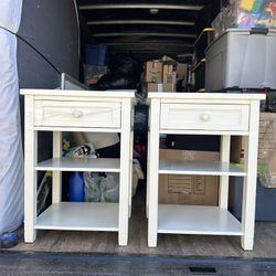 SOLID WOOD STANDS WITH 1-DRAWER AND SHELVES 