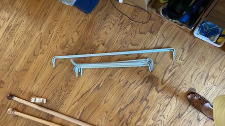 White steel side single curtain rods - 24”/48”(6) & 44”/84” (2)