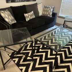 Loveseat With Rug  And End Tables 