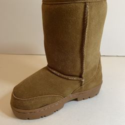 Air club boots for kids camel suede size 12  isolated