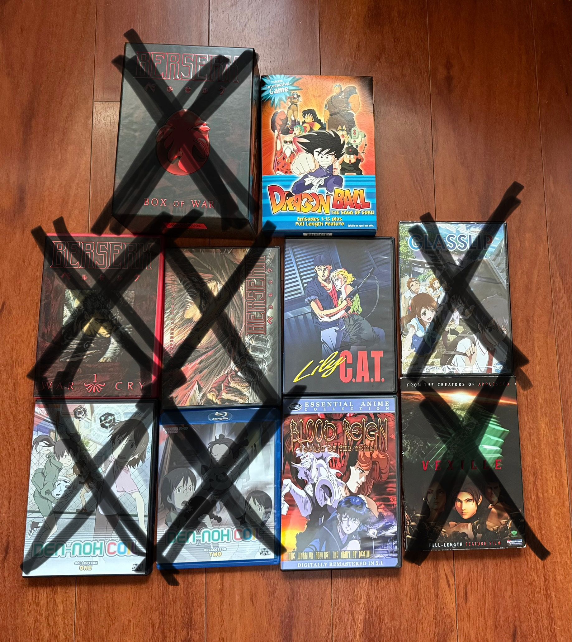 Anime DVD Lot of 9 Movies - Berserk Lily Cat Dragonball and more