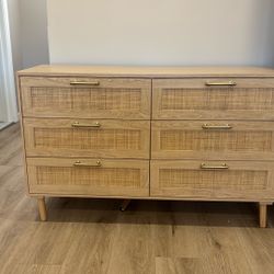 Rattan Dresser with 6 drawers