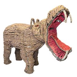 Pottery Barn KidS Handmade Hippo Coconut Tree Bead 17" Hippopotamus ART