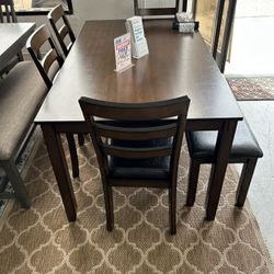 6 Pieces Wood Dining Table Set 