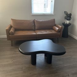 Brown Faux Leather Loveseat Couch 