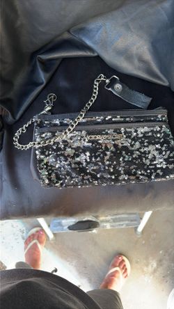 Victoria's Secret Black Sequin Clutch Purse Make Up Bag