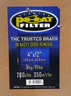 Phat Filter 4" x 12" Carbon Air Filter 200 CFM Hydroponic Grow Tent Odor Control