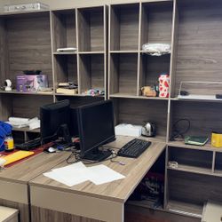 L-Shape Office Desk + Large Shelving Unit – Workstation Set