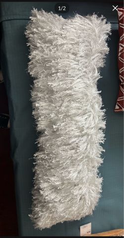 Fluffy & Glittery White Long Pillow