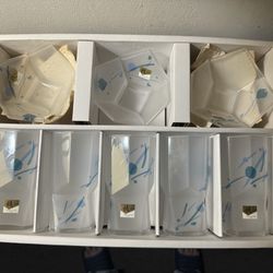 SASAKI GLASS SET OF 5 DRINKING/TUMBLER AND SMALL BOWL SET ——MADE IN JAPAN NEW NEVER USED—-