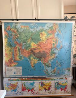 Mid century old Asia school map