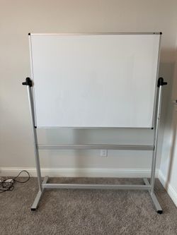 VIZ-PRO Double-Sided Magnetic Mobile Whiteboard, 48x36 inches, Aluminum Frame and Stand