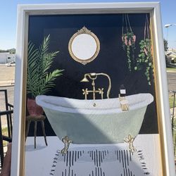 Vintage Bathtub with Gold Accents Home Decor