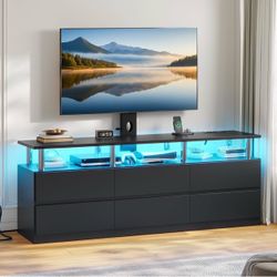 Black LED TV Stand with Mount and Power Outlet