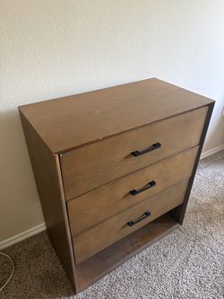 3-Drawer Wood Dresser with Black Handles