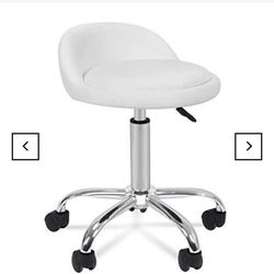 White Leather Swivel Chair 