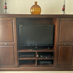TV STAND MEDIA ENTERTAINMENT CENTER WOOD FURNITURE CONSOLE WITH DOORS