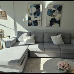 Modern grey L-shaped 4 seater couch