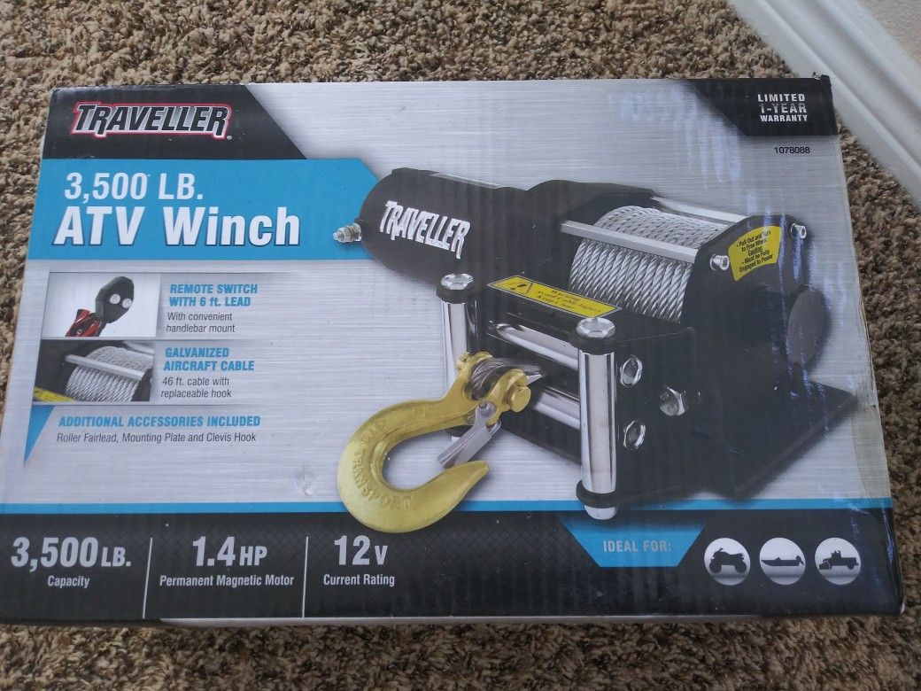 Traveller 12V ATV Electric Winch, 3,500 lb. Capacity for Sale in Austin