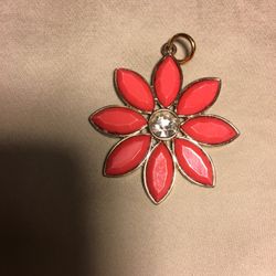 Gold & Rose Tones Rhinestone Flower Pendant