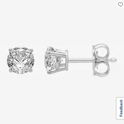 Diamond 10K  White Gold Round Stud Earrings