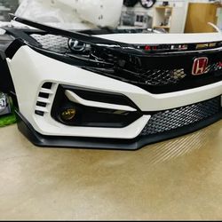 2016-2021 Honda Civic Type R Style Front Bumper Cover Kit Sedan Coupe 10th  HACHTBACK  PAINTED WHITE