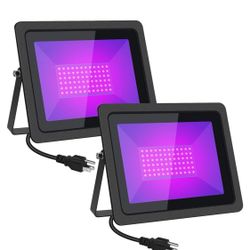 Black Lights 100W LED Black Purple Lights Flood Light with Plug(6ft Cable) for Blacklight Party, Stage Lighting, Aquarium, Body Paint, Fluorescent Pos