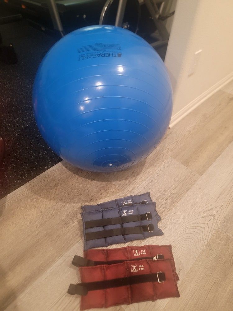 Exercise Ball And Ankle Weights