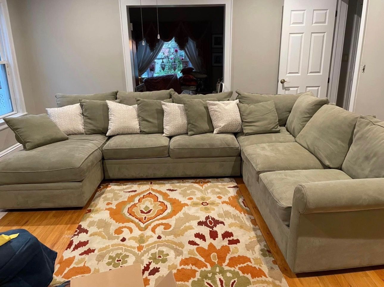 4 Piece Corner Sectional Sofa w/ Chaise-Sea Moss Microfiber