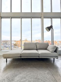 Burrow Midcentury Modern Minimalist Modular Gray Fabric Sofa Couch (🚚 Free delivery)