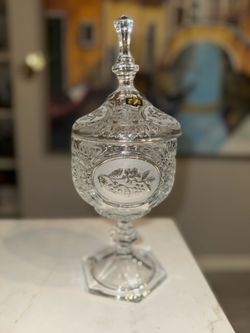 RARE Vintage 1970s Crystal Candy Dish with Lid made in “Yugoslavia” 24% Lead by Kristal Zaječar