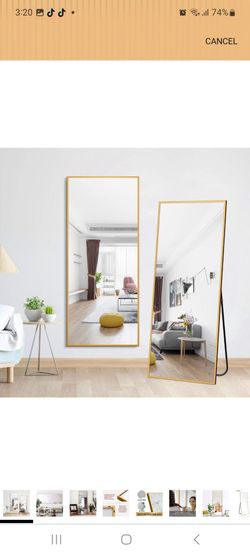 MIRUO Full Length Mirror, 64" x 21" Aluminum Alloy Frame Floor Mirror with Stand, Large Bedroom Mirror, Free Standing or Wall Mounted or Leaning Again