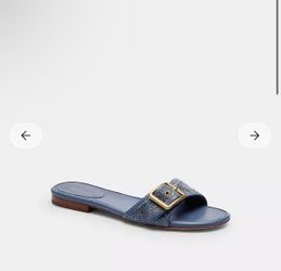 Coach Margot Flat Sandal In Crystal Signature Denim