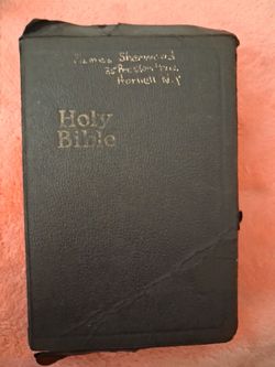 Vintage Holy Bible Black Leather Cover