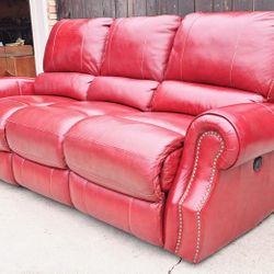 sofa de piel electrico color burgundy buenas condiciones 