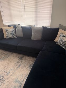 Navy Blue Fabric Sectional Sofa