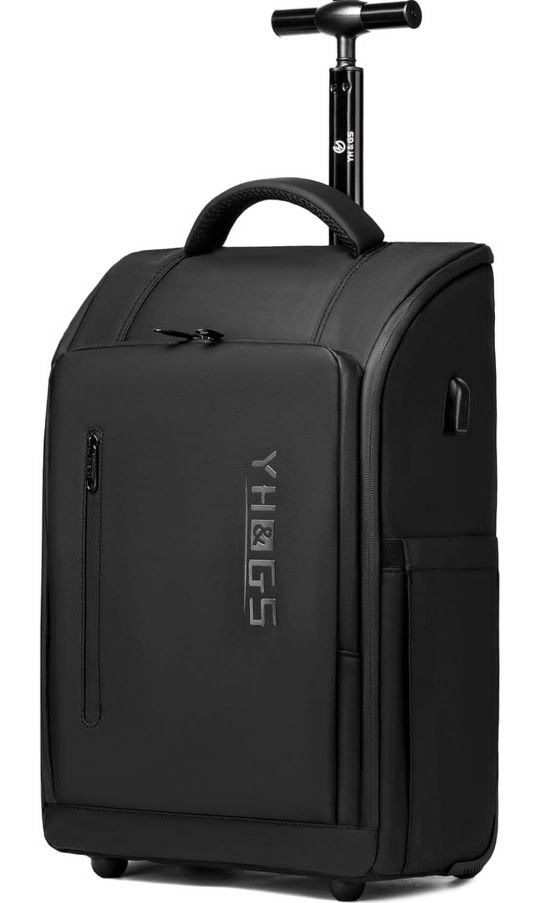 Gotech Black Weather Resistant Rolling Backpack Suit Case 