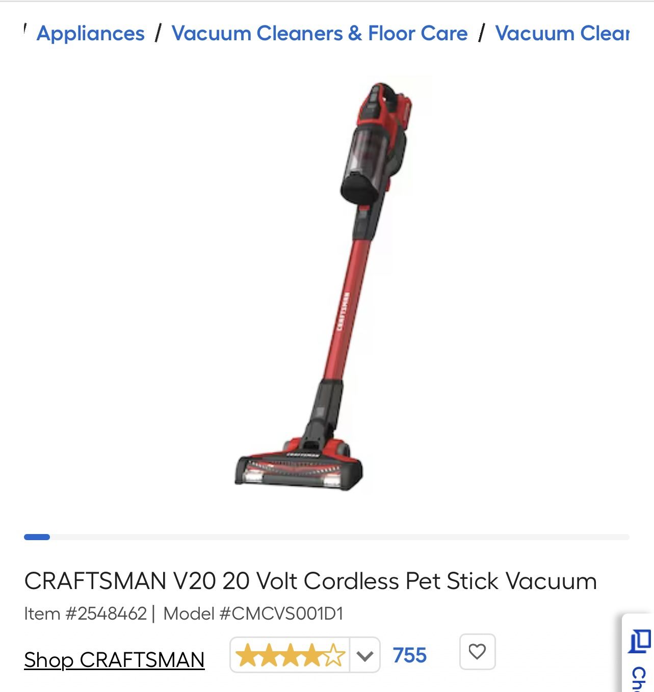 Craftsman 20v Cordless Vacuum