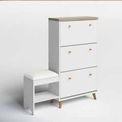 36 Pair Shoe Storage Cabinet with Upholstered Chair