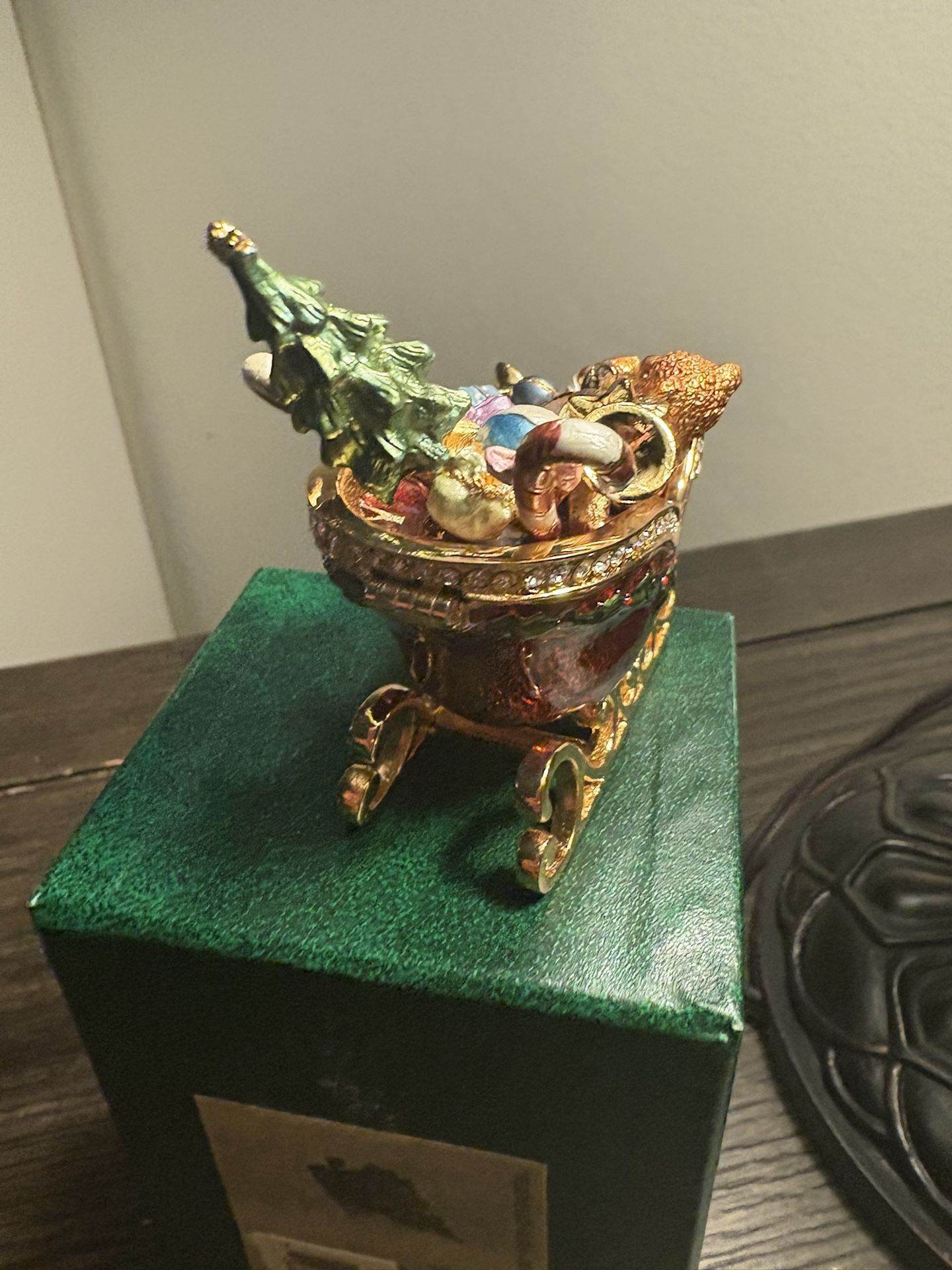 Bejeweled Dept. Santa's Sleigh Trinket Box